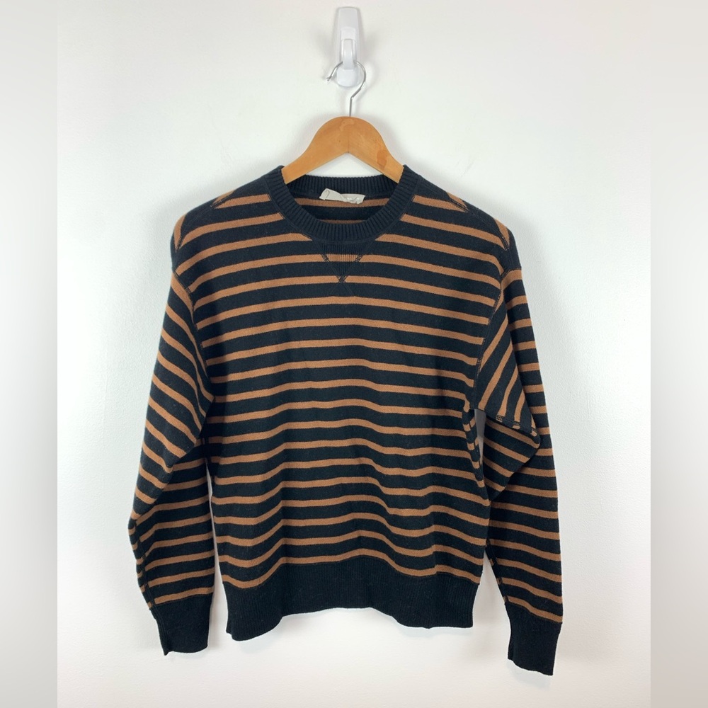 Everlane Brown and Black Striped Sweater Organic Cotton and Wool Blend Size M